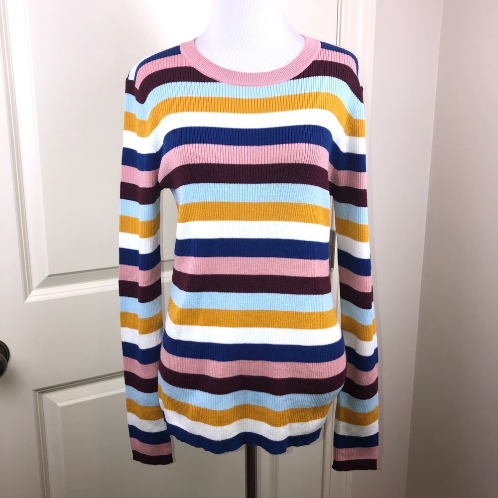 Halogen Striped Ribbed Knit Sweater L - Picture 5 of 16